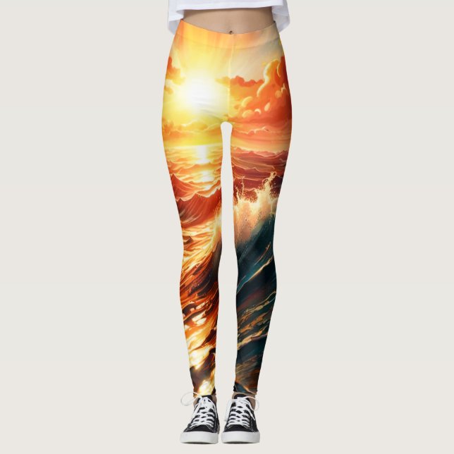 Leggings Lever de soleil tropical (Devant)