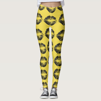 Leggings Lèvres à Parties scintillant noire #2