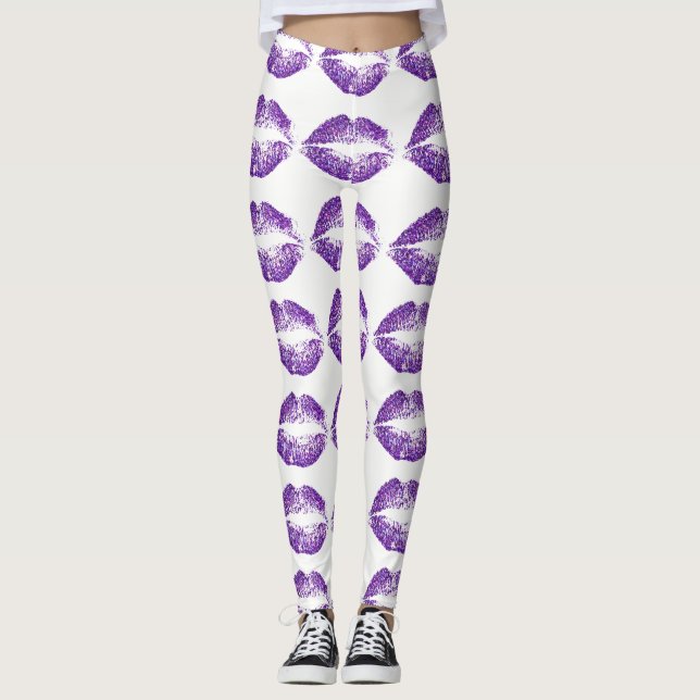 Leggings Lèvres à Parties scintillant violette (Devant)