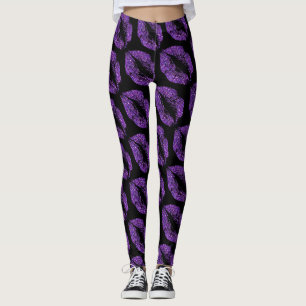 Leggings Lèvres à Parties scintillant violette Noir moderne