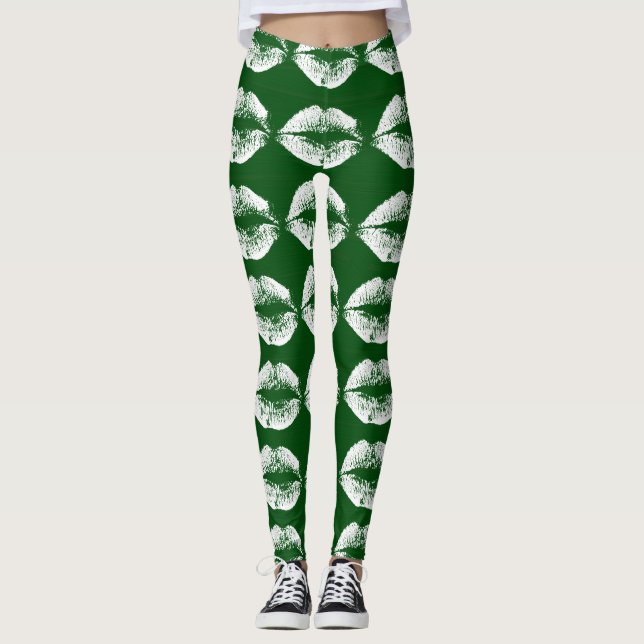 Leggings Lèvres blanches #19 (Devant)