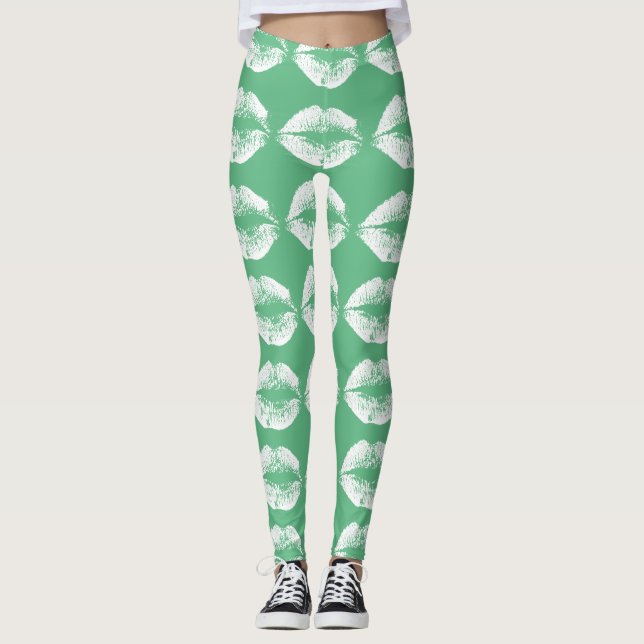 Leggings Lèvres blanches #30 (Devant)