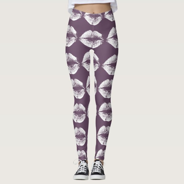 Leggings Lèvres blanches #34 (Devant)