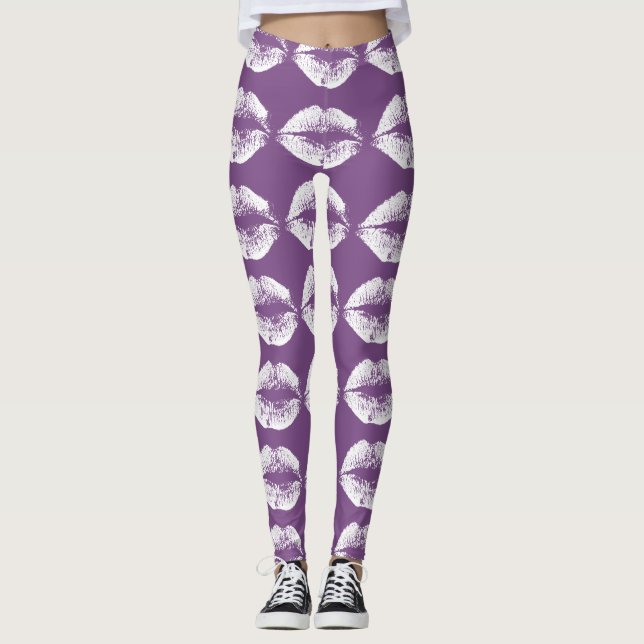 Leggings Lèvres blanches #7 (Devant)