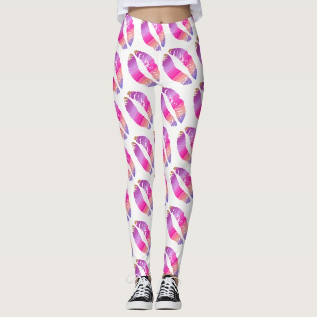 Leggings Lèvres colorées Blanc moderne #8 (Devant)