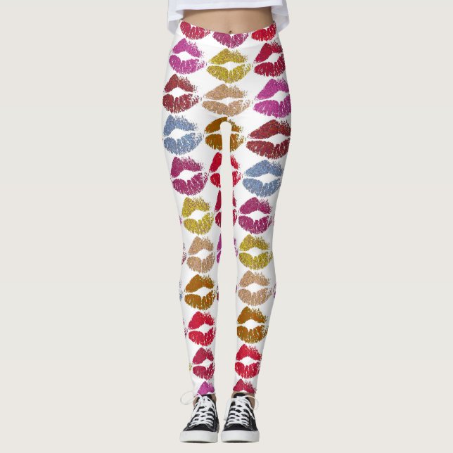 Leggings Lèvres colorées élégantes #11 (Devant)