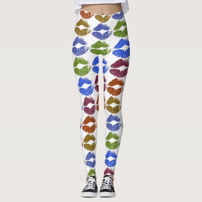 Leggings Lèvres colorées élégantes #23 (Devant)