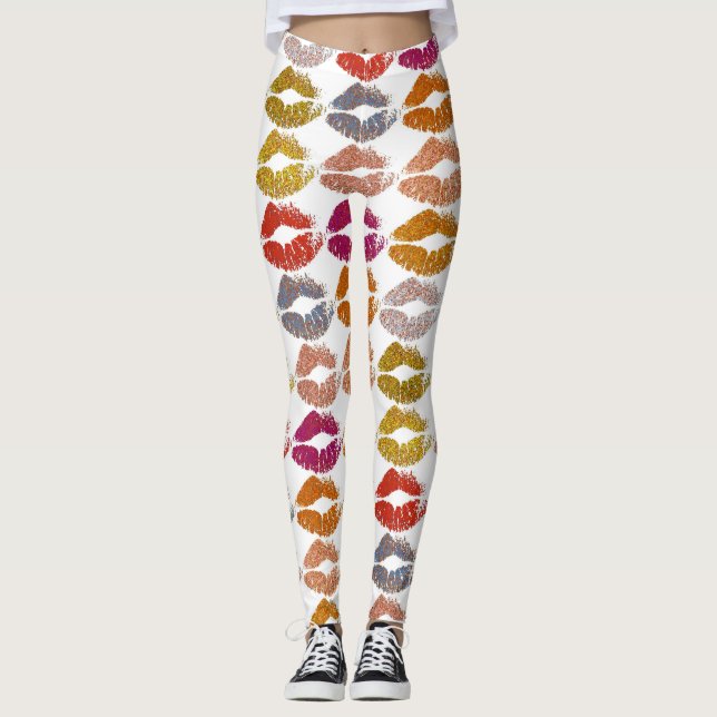 Leggings Lèvres colorées élégantes #26 (Devant)