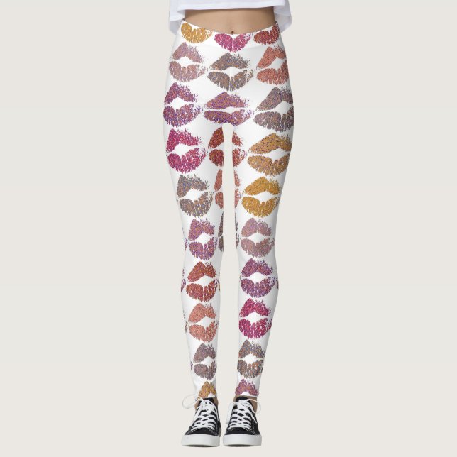 Leggings Lèvres colorées élégantes #28 (Devant)