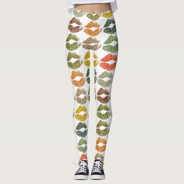 Leggings Lèvres colorées élégantes #32 (Devant)
