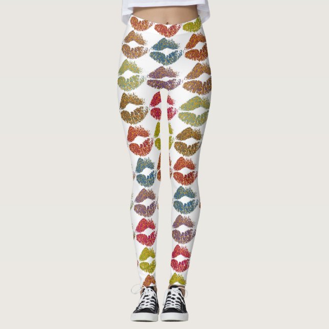 Leggings Lèvres colorées élégantes #38 (Devant)