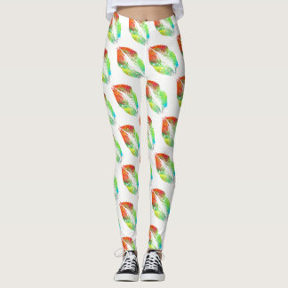 Leggings Lèvres Colorées Moderne Blanc #6