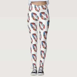 Leggings Lèvres Colorées Moderne Blanc #7