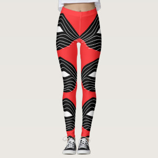 Leggings Lèvres noires sur les guêtres rouges