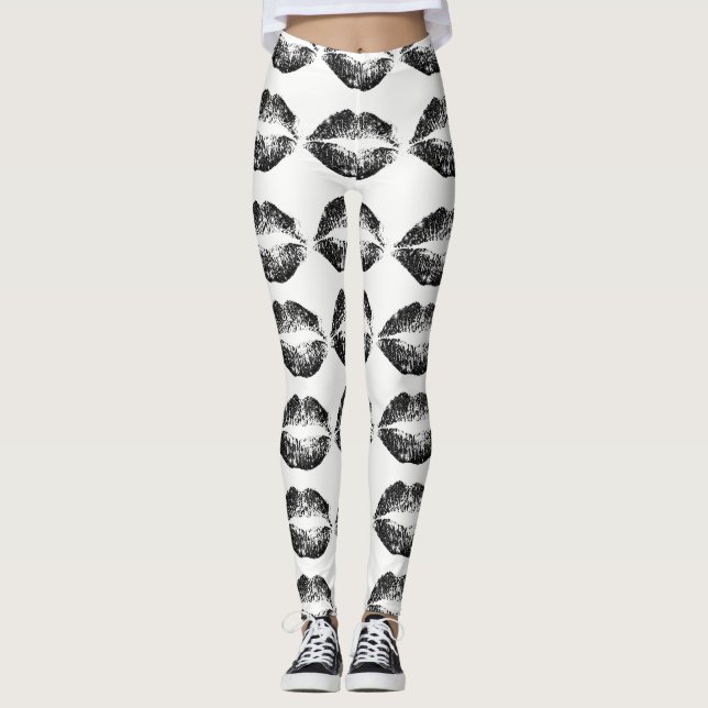 Leggings Lèvres Pailletées Noires (Devant)