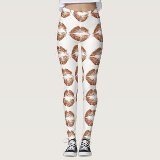 Leggings Lèvres Pailletées Orange