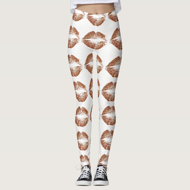 Leggings Lèvres Pailletées Orange (Devant)