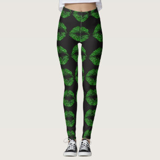 Leggings Lèvres Pailletées Vertes #2