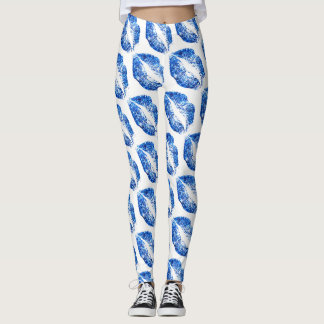 Leggings Lèvres Parties scintillant Bleu Blanc moderne