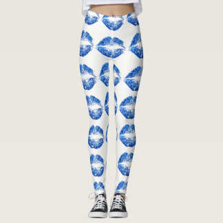 Leggings Lèvres Parties scintillant bleues #2