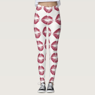 Leggings Lèvres Parties scintillant rouges #2