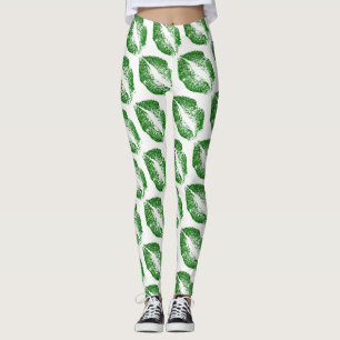 Leggings Lèvres Parties scintillant verte Blanc moderne