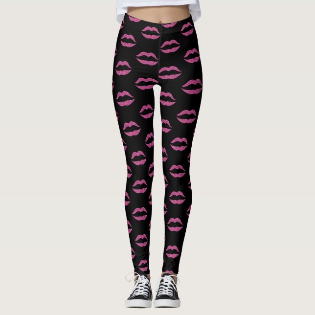 Leggings Lèvres rose glam imprimé sur le salon d'artiste ma (Devant)