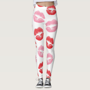 Leggings Lèvres rouges et roses, Motif des lèvres, bâton à 
