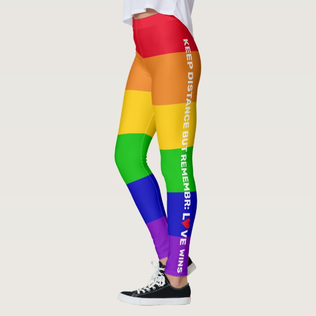 Leggings LGBT Gay pride 2020 rainbow flag Love Wins citatio (Gauche)
