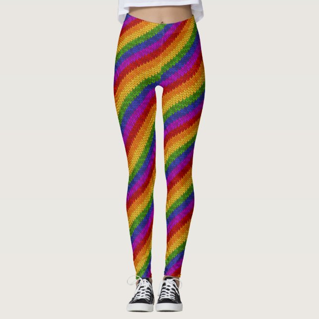 Leggings LGBT Pride Rainbow Color Tricot Motif (Devant)