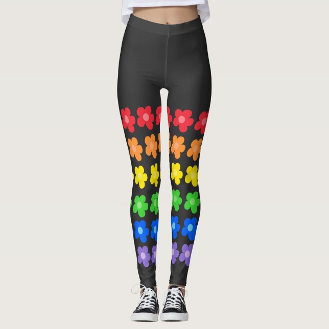 Leggings LGBT Rainbow Flowers Gay pride Liberté et égalité (Devant)