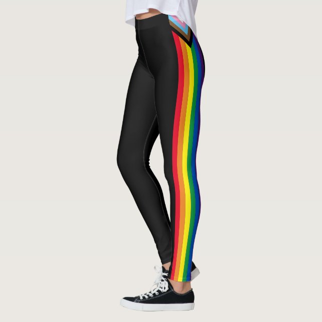Leggings Lgbtq drapeau gay pride arc-en-ciel inclusif noir (Gauche)