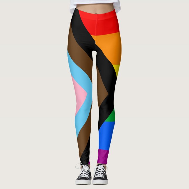 Leggings LGBTQ+ Indicateur de fierté de progrès (Devant)