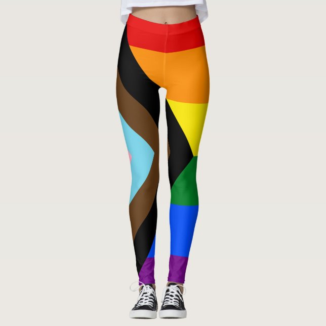 Leggings LGBTQ & Pride - drapeau de progression arc-en-ciel (Devant)