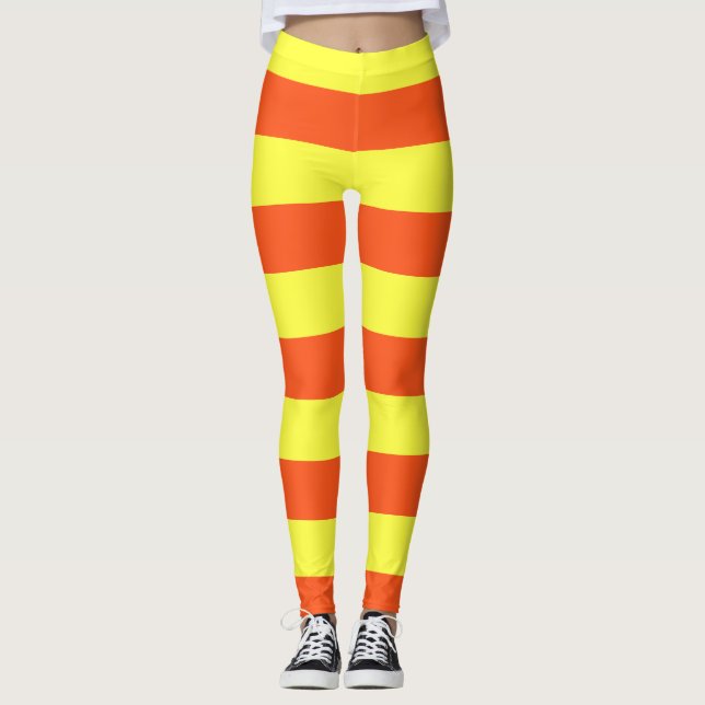 Leggings L'Halloween jaune et orange tripes Corbeau (Devant)