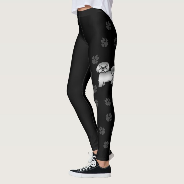 Leggings Lhasa Apso argenté Chien de dessin animé mignon &  (Gauche)
