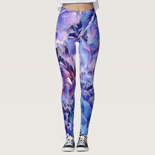 Leggings L'hortensia abstrait fleurit le fonctionnement de (Devant)