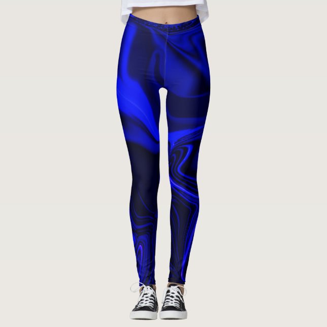 Leggings Libellations bleues sur bleu foncé (Devant)