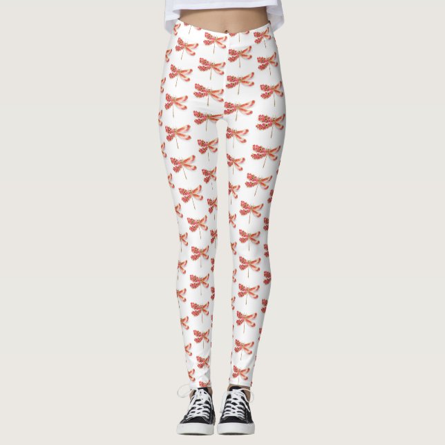 Leggings libellule de fleurs avec sakura de bijoux (Devant)