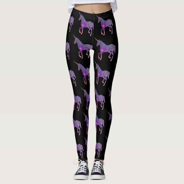 LEGGINGS LICORNE POURPRE ET NOIRE (Devant)