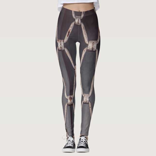 Leggings Lien de chaîne métallique gris industriel (Devant)