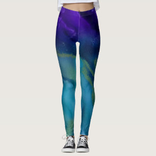 Leggings Lien d'une jambe d'oeil Purple, Or, Turquoise
