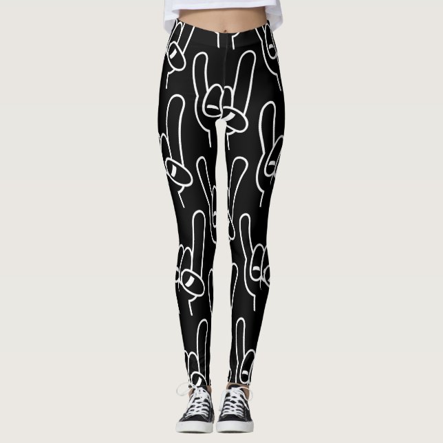 Leggings Ligne blanche des cornes diaboliques en métal lour (Devant)