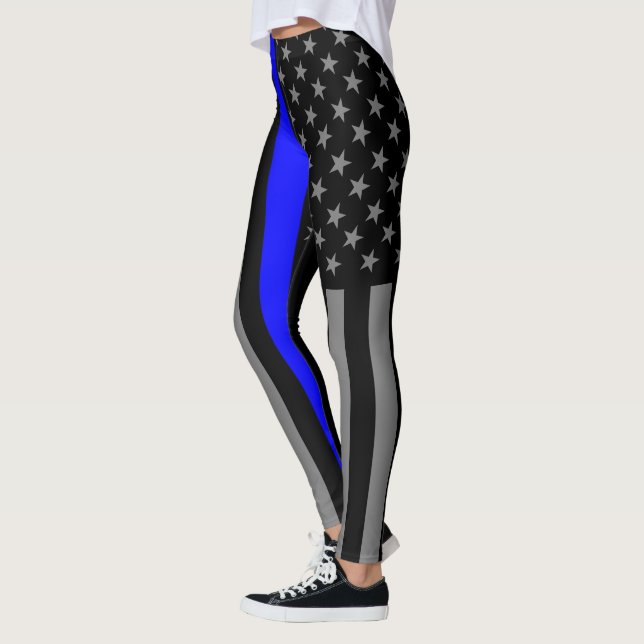 Leggings Ligne Bleue fine - Mode graphique American Flag (Gauche)