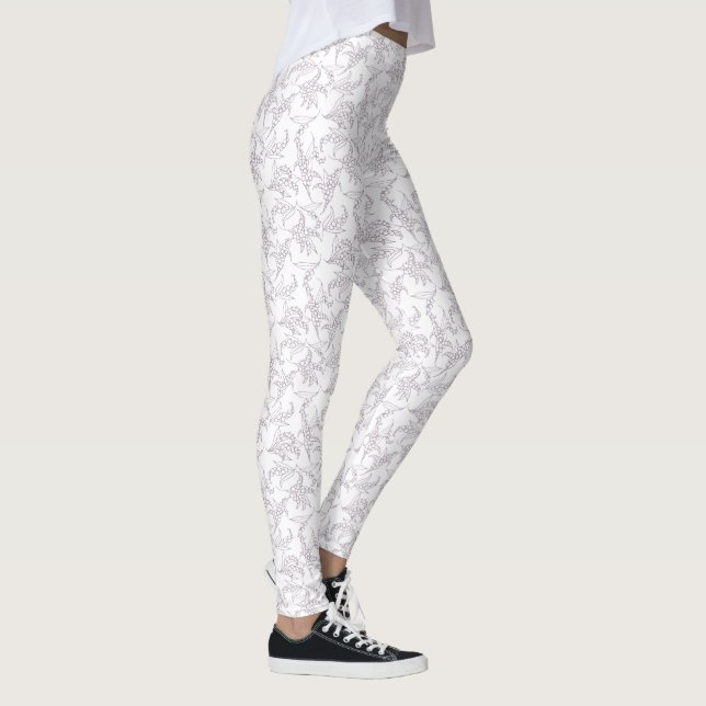 Leggings Ligne florale Mauve et White Lily-of-the-Valley (Droite)