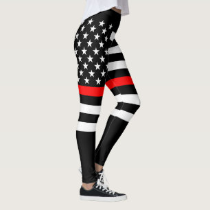 Leggings Ligne rouge mince graphique de drapeau américain