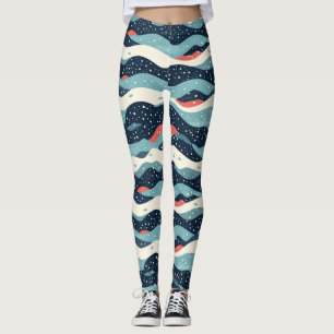 Leggings Lignes Abstraites avec points de flocon de neige