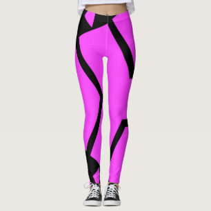 Leggings Lignes Abstraites roses et noires Legings d'art