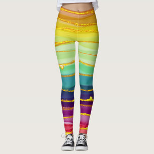 Leggings Lignes arc-en-ciel : composition de luxe abstraite