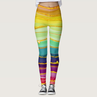 Leggings Lignes arc-en-ciel : composition de luxe abstraite